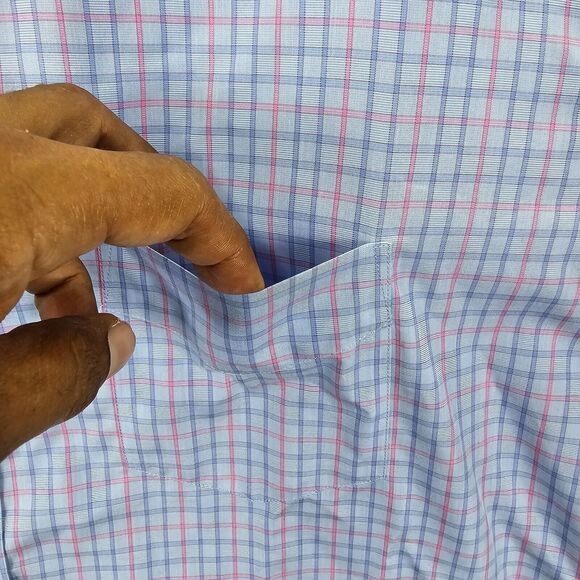 UNTUCKit Wrinkle Free Men's Long Sleeve Button-Down Pocket Shirt Blue 2XL - Picture 4 of 14